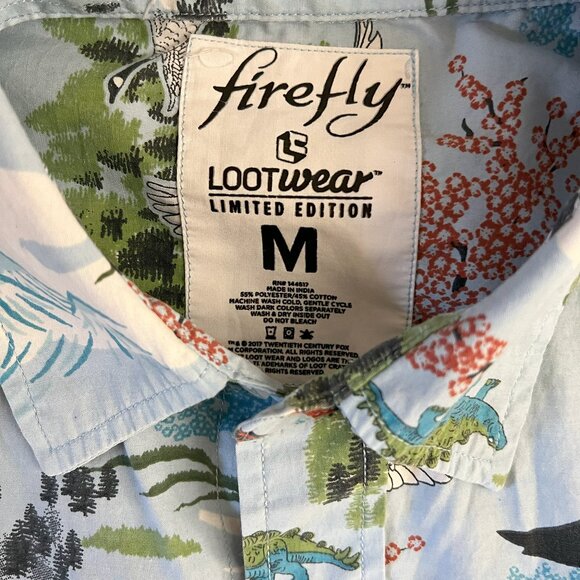 Firefly Lootwear Mens Dinosaur Hawaiian Shirt Limited Edition Blue Pagoda Sz M - Picture 9 of 9